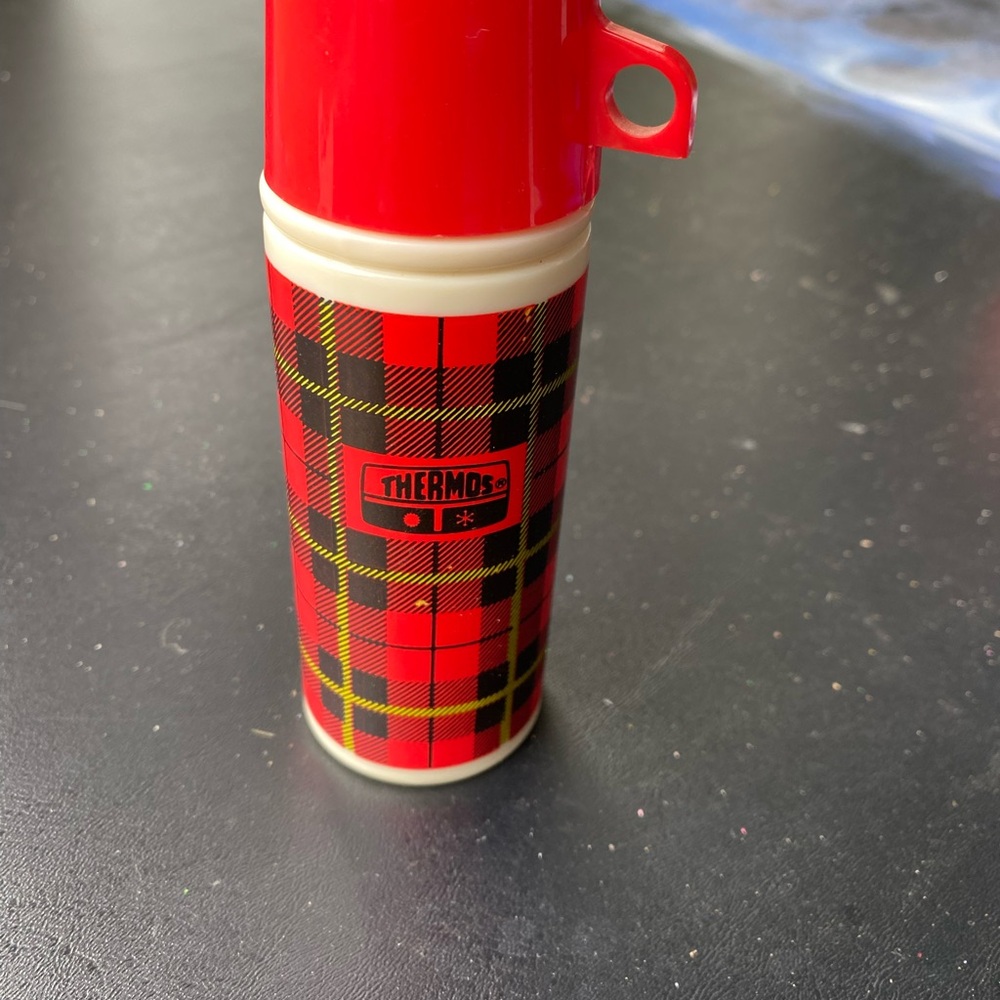 Vintage Avon Thermos Classic Red Plaid Bottle